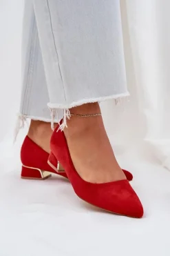 Czółenka Zamszowe|Czółenka Na Słupku>Boto Czółenka Na Niskim Obcasie I Szpiczastymi Noskami Czerwone Terilara