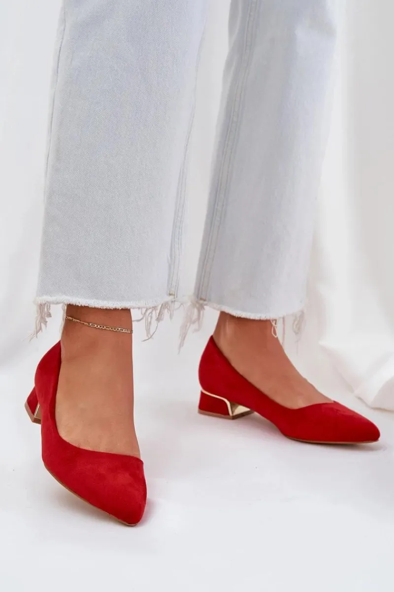 Czółenka Zamszowe|Czółenka Na Słupku>Boto Czółenka Na Niskim Obcasie I Szpiczastymi Noskami Czerwone Terilara