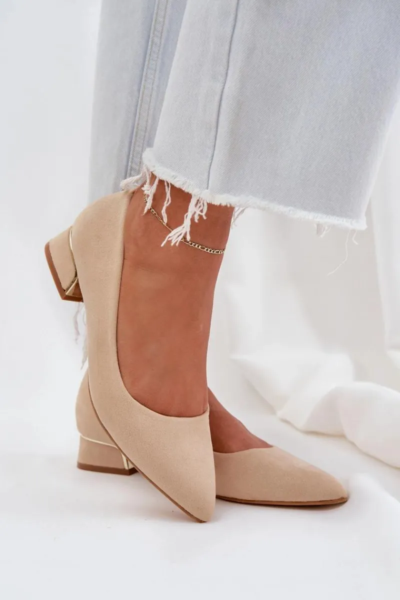 Discount Boto Czółenka Na Niskim Obcasie I Szpiczastymi Noskami Beżowe Terilara Beżowy