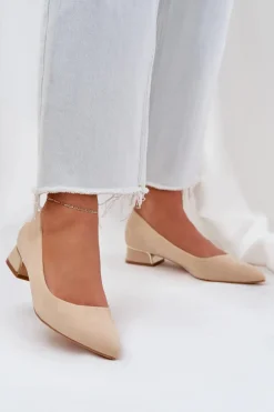 Discount Boto Czółenka Na Niskim Obcasie I Szpiczastymi Noskami Beżowe Terilara Beżowy