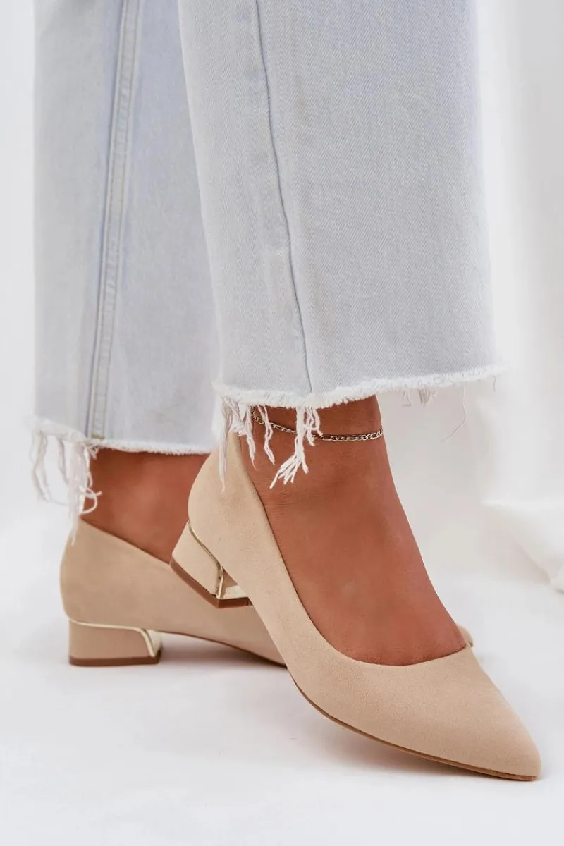 Discount Boto Czółenka Na Niskim Obcasie I Szpiczastymi Noskami Beżowe Terilara Beżowy