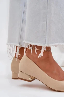 Discount Boto Czółenka Na Niskim Obcasie I Szpiczastymi Noskami Beżowe Terilara Beżowy