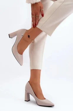 New Buty damskie Vinceza Czółenka Na Słupku Eko Skóra Szare Giseleni