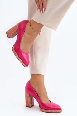 New Laura Messi Czółenka Na Słupku 2746 Różowe Różowy