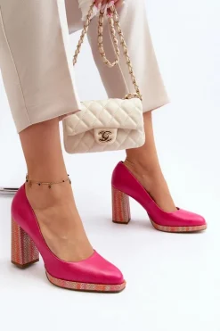 New Laura Messi Czółenka Na Słupku 2746 Różowe Różowy