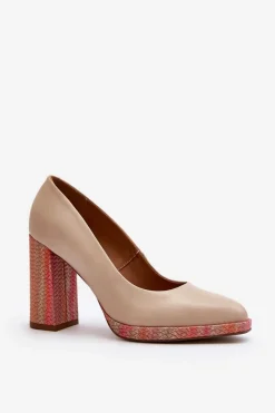 Online Laura Messi Czółenka Na Słupku 2746 Jasnobeżowe