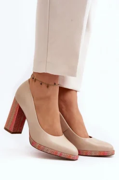 Online Laura Messi Czółenka Na Słupku 2746 Jasnobeżowe