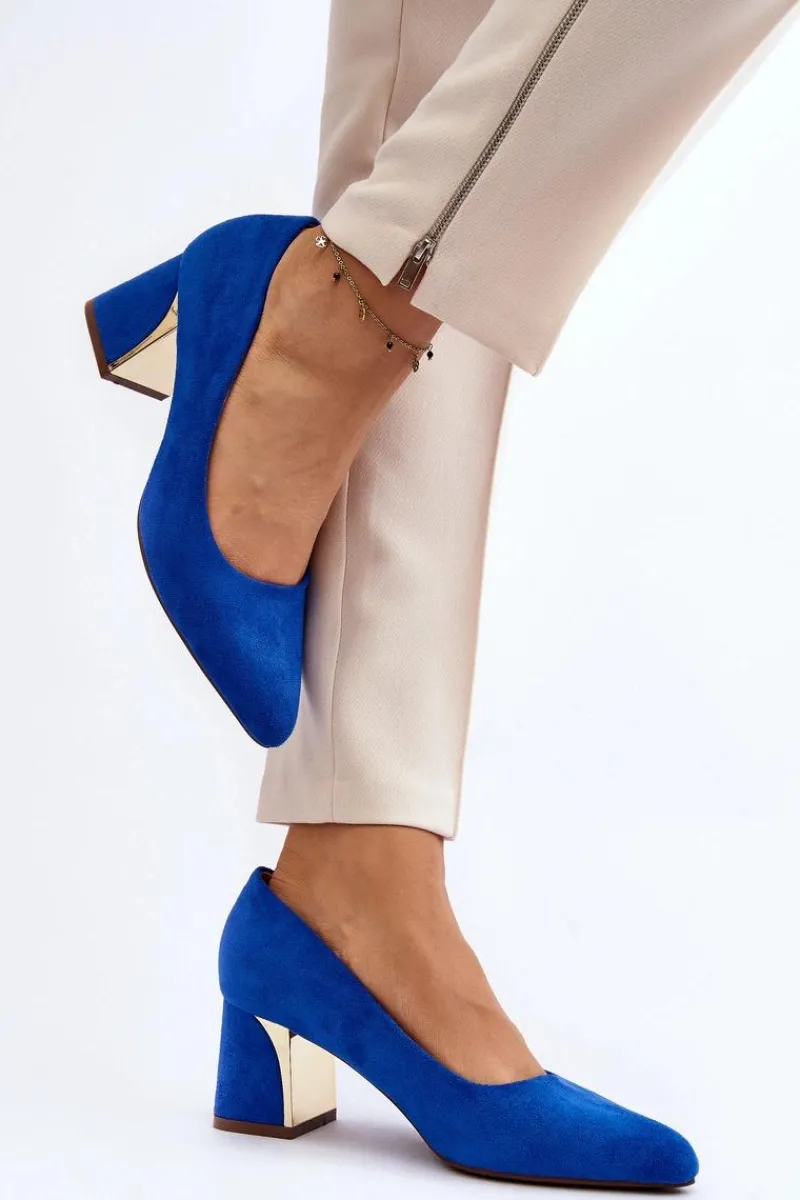 Outlet Czółenka Na Słupku Niebieskie Stelloria Damskie Czółenka Zamszowe|Czółenka Na Słupku