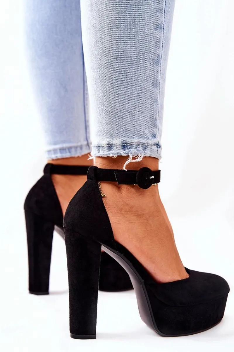 Czółenka Na Platformie|Czółenka Zamszowe>Boto Czółenka Na Słupku Platformie Zamszowe Czarne Netel