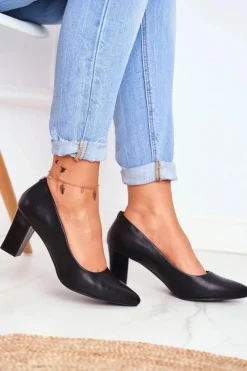 Buty Sergio Leone Czółenka Na Słupku Sergio Leone PB403 Czarne