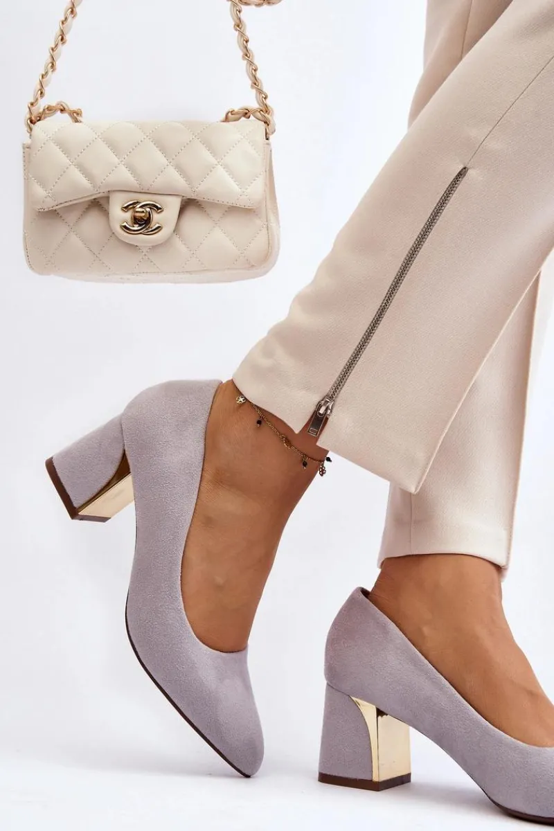 New Boto Czółenka Na Słupku Szare Stelloria