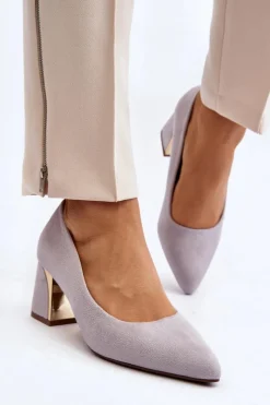 New Boto Czółenka Na Słupku Szare Stelloria