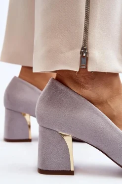 New Boto Czółenka Na Słupku Szare Stelloria