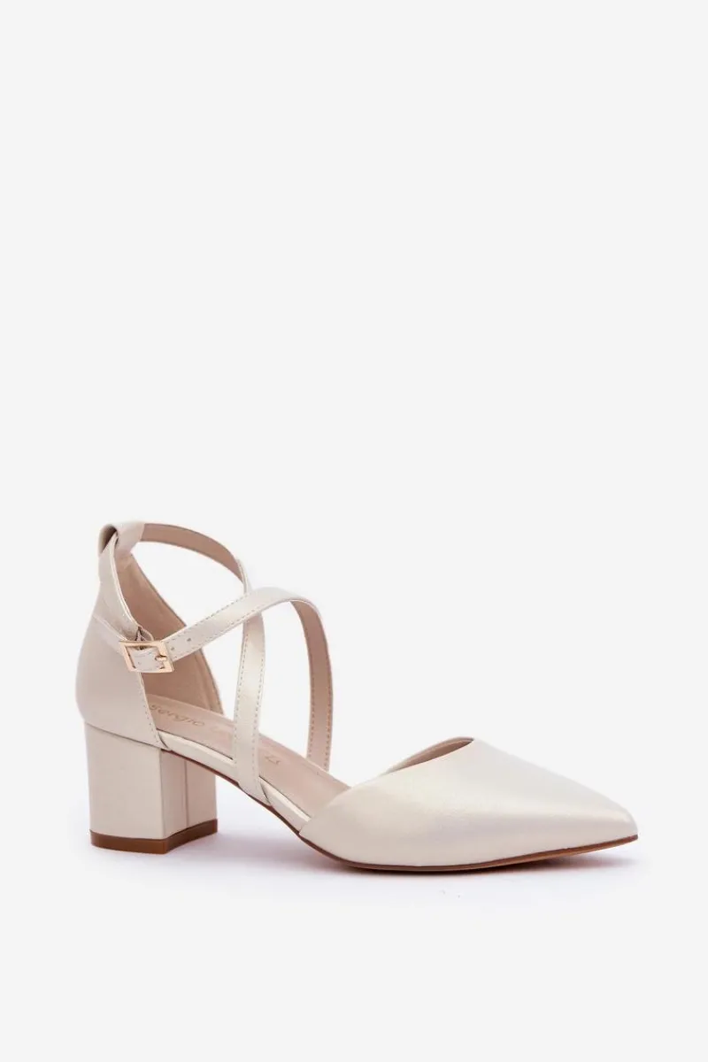 Online Czółenka Na Słupku Z Eko Skóry Sergio Leone SK830 Perłowe Damskie Czółenka Zamszowe|Czółenka Na Słupku