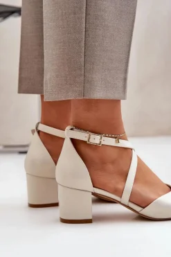 Online Czółenka Na Słupku Z Eko Skóry Sergio Leone SK830 Perłowe Damskie Czółenka Zamszowe|Czółenka Na Słupku