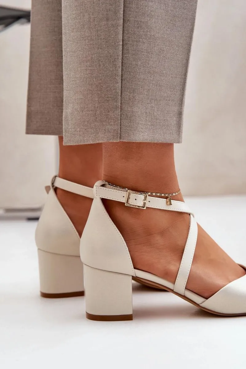 Online Czółenka Na Słupku Z Eko Skóry Sergio Leone SK830 Perłowe Damskie Czółenka Zamszowe|Czółenka Na Słupku