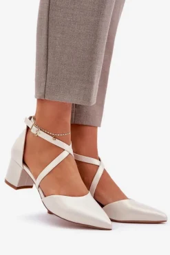 Online Czółenka Na Słupku Z Eko Skóry Sergio Leone SK830 Perłowe Damskie Czółenka Zamszowe|Czółenka Na Słupku