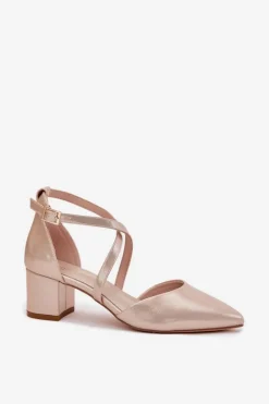 Hot Czółenka Na Słupku Z Eko Skóry Sergio Leone SK830 Złote Damskie Czółenka Zamszowe|Czółenka Na Słupku