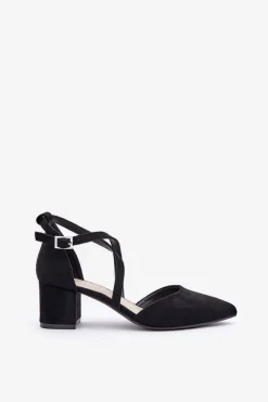 New Buty Sergio Leone Czółenka Na Słupku Z Eko Zamszu Sergio Leone SK830 Czarne