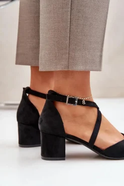 New Buty Sergio Leone Czółenka Na Słupku Z Eko Zamszu Sergio Leone SK830 Czarne