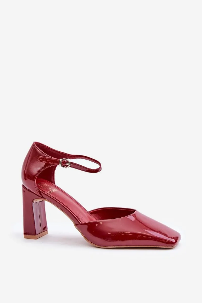 Discount Boto Czółenka Na Słupku Z Lakierowanej Eko Skóry Bordowe Emindria