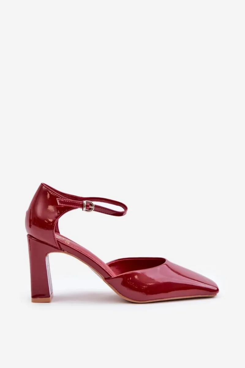 Discount Boto Czółenka Na Słupku Z Lakierowanej Eko Skóry Bordowe Emindria