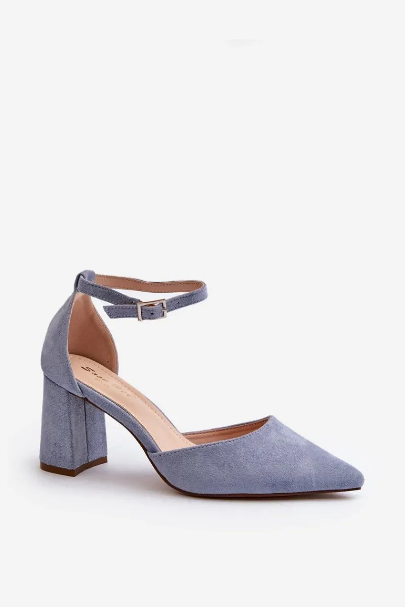 Czółenka Zamszowe|Czółenka Na Słupku>Boto Czółenka Na Słupku Z Noskami W Szpic Eko Zamszowe Niebieskie Halene