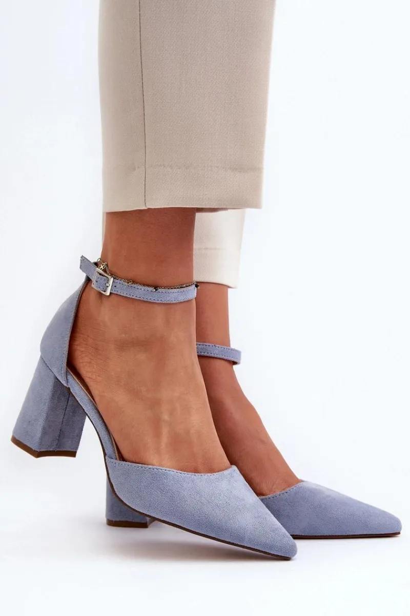 Czółenka Zamszowe|Czółenka Na Słupku>Boto Czółenka Na Słupku Z Noskami W Szpic Eko Zamszowe Niebieskie Halene