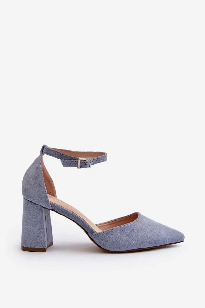 Czółenka Zamszowe|Czółenka Na Słupku>Boto Czółenka Na Słupku Z Noskami W Szpic Eko Zamszowe Niebieskie Halene