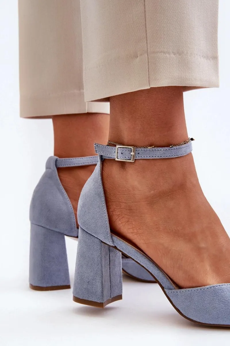 Czółenka Zamszowe|Czółenka Na Słupku>Boto Czółenka Na Słupku Z Noskami W Szpic Eko Zamszowe Niebieskie Halene