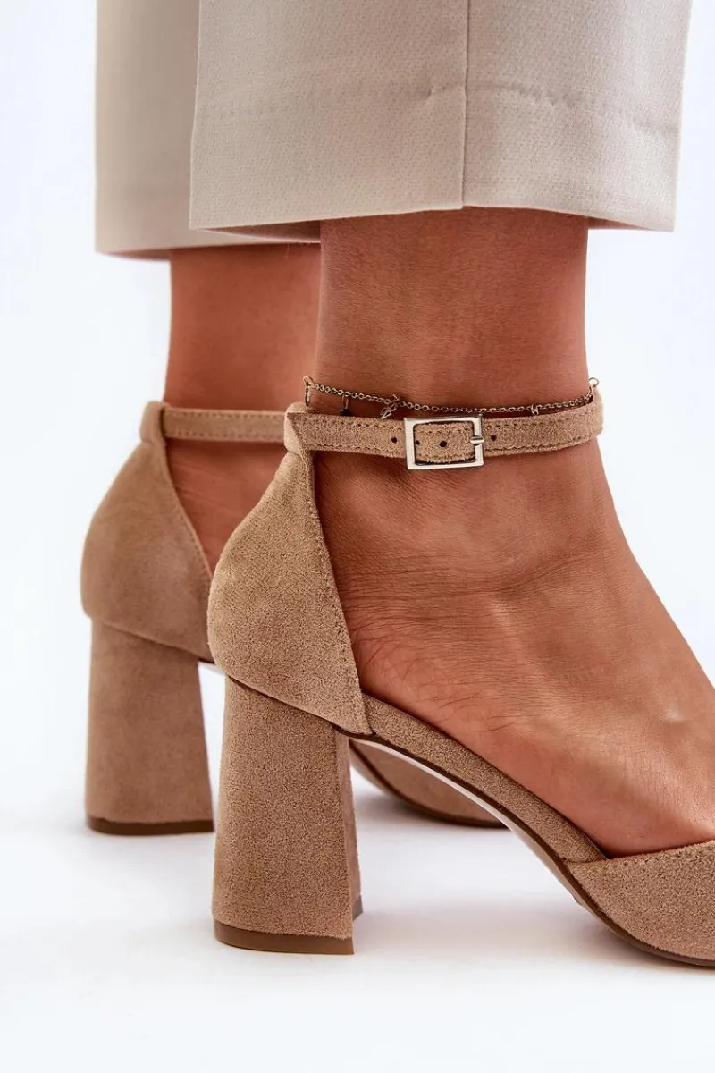 Best Boto Czółenka Na Słupku Z Noskami W Szpic Eko Zamszowe Beżowe Halene