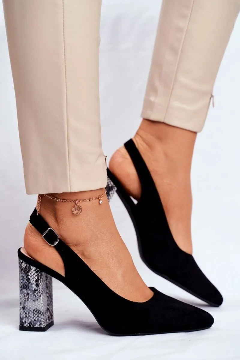 Czółenka Na Słupku>Buty Sergio Leone Czółenka Na Słupku Z Wężowym Wzorem Sergio Leone PB218 Czarne