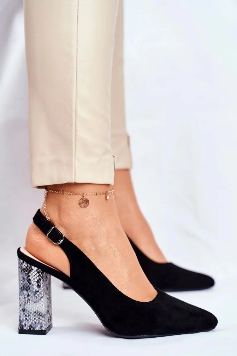 Czółenka Na Słupku>Buty Sergio Leone Czółenka Na Słupku Z Wężowym Wzorem Sergio Leone PB218 Czarne