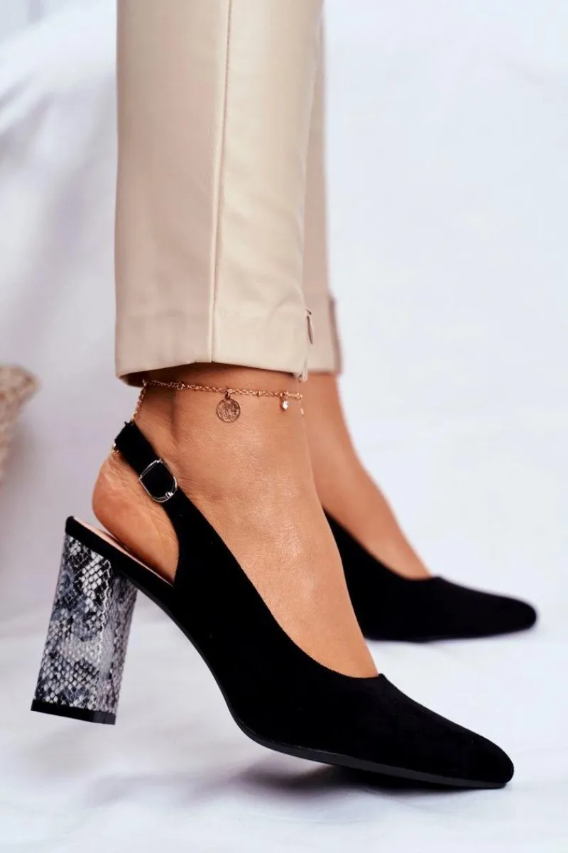 Czółenka Na Słupku>Buty Sergio Leone Czółenka Na Słupku Z Wężowym Wzorem Sergio Leone PB218 Czarne