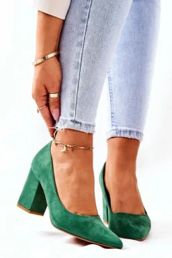 Czółenka Zamszowe|Czółenka Na Słupku>Boto Czółenka Na Słupku Zamszowe Zielone Florena