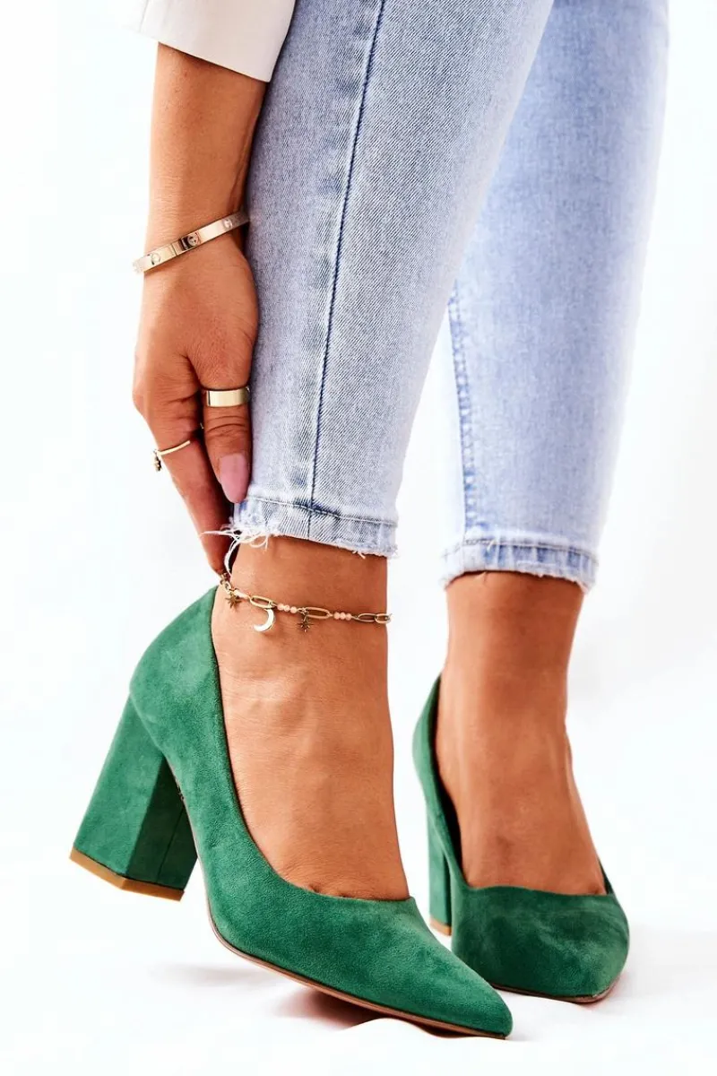 Czółenka Zamszowe|Czółenka Na Słupku>Boto Czółenka Na Słupku Zamszowe Zielone Florena