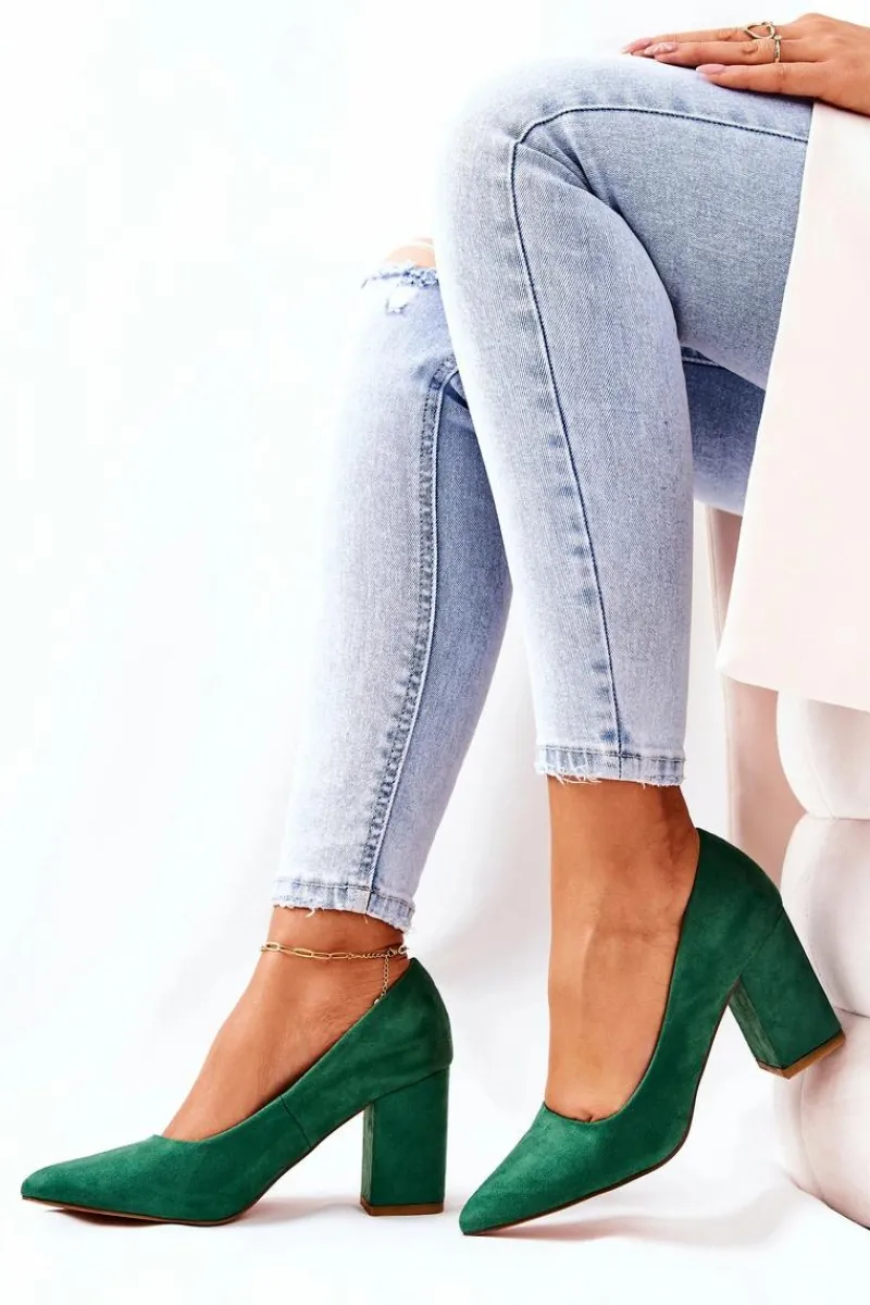 Czółenka Zamszowe|Czółenka Na Słupku>Boto Czółenka Na Słupku Zamszowe Zielone Florena