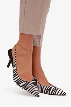 Czółenka Na Szpilce Zebra Phelia Damskie Szpilki Lakierowane|Czółenka Klasyczne