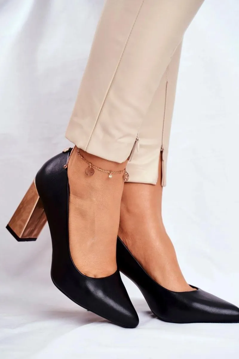 Hot Buty Sergio Leone Czółenka Na Złotym Słupku Sergio Leone PB216 Czarne