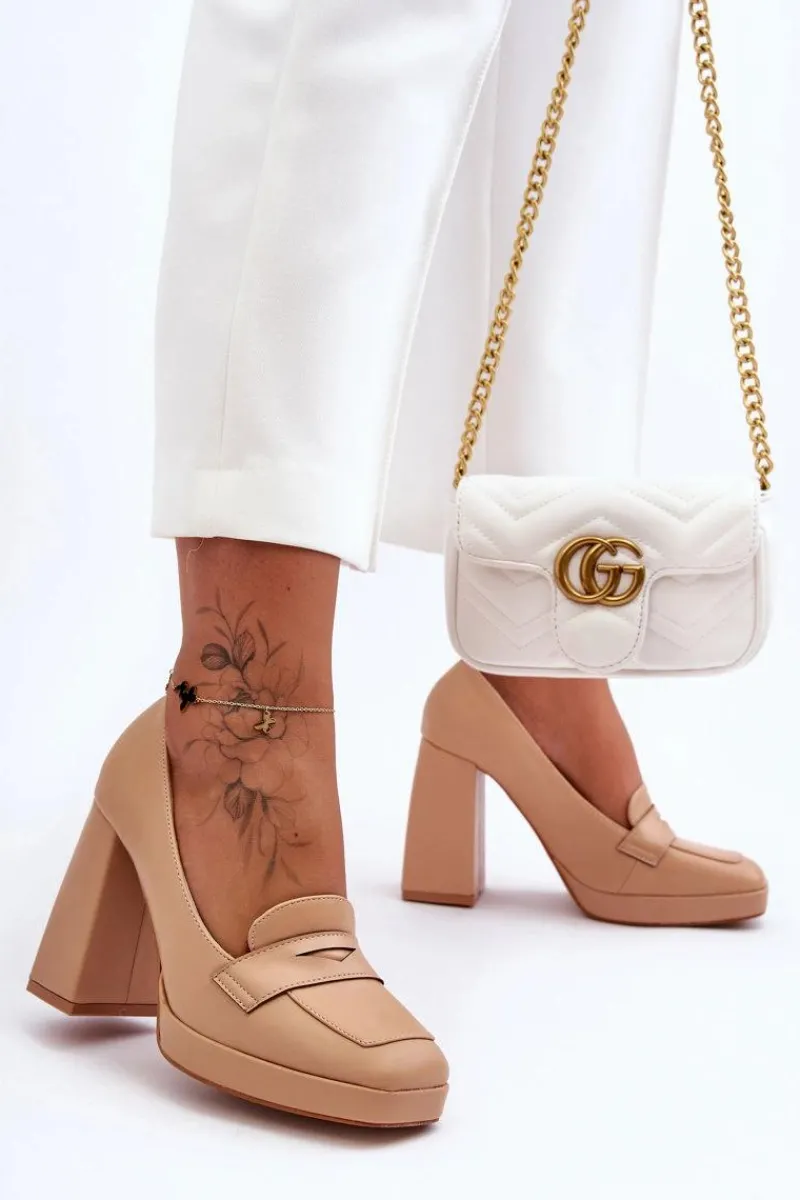 Czółenka Na Platformie|Czółenka Na Słupku>Boto Czółenka Skórzane Na Wysokim Obcasie Nude Alisa