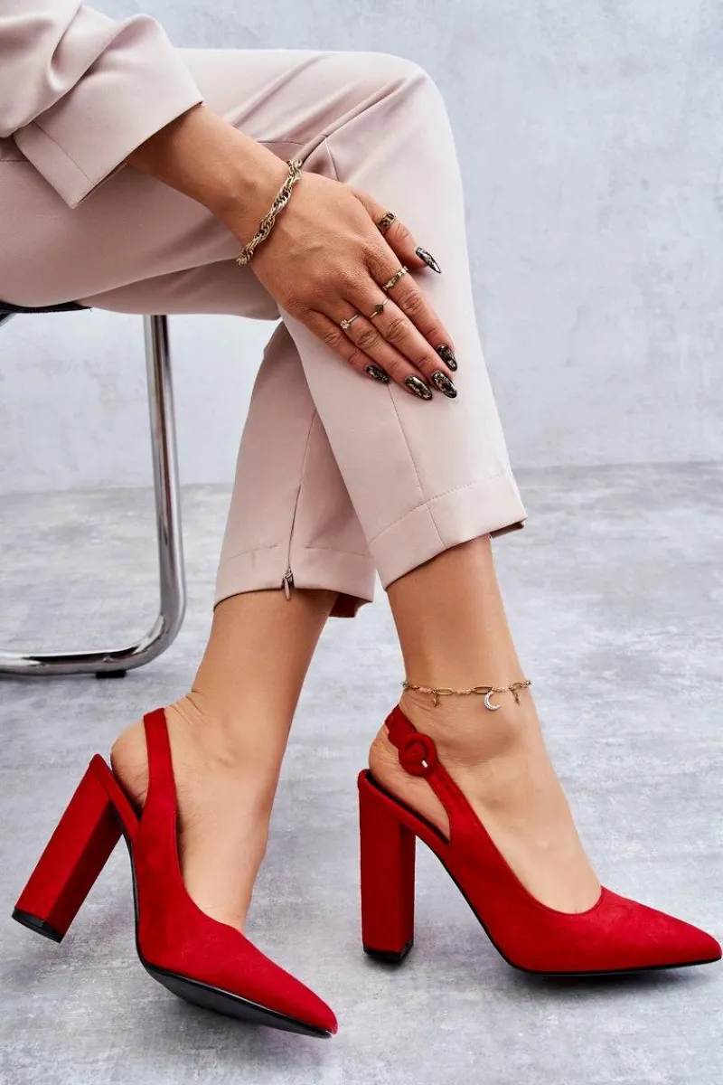 Clearance Czółenka W Szpic Na Obcasie Czerwone Alanza Damskie Czółenka Na Słupku|Czółenka Klasyczne