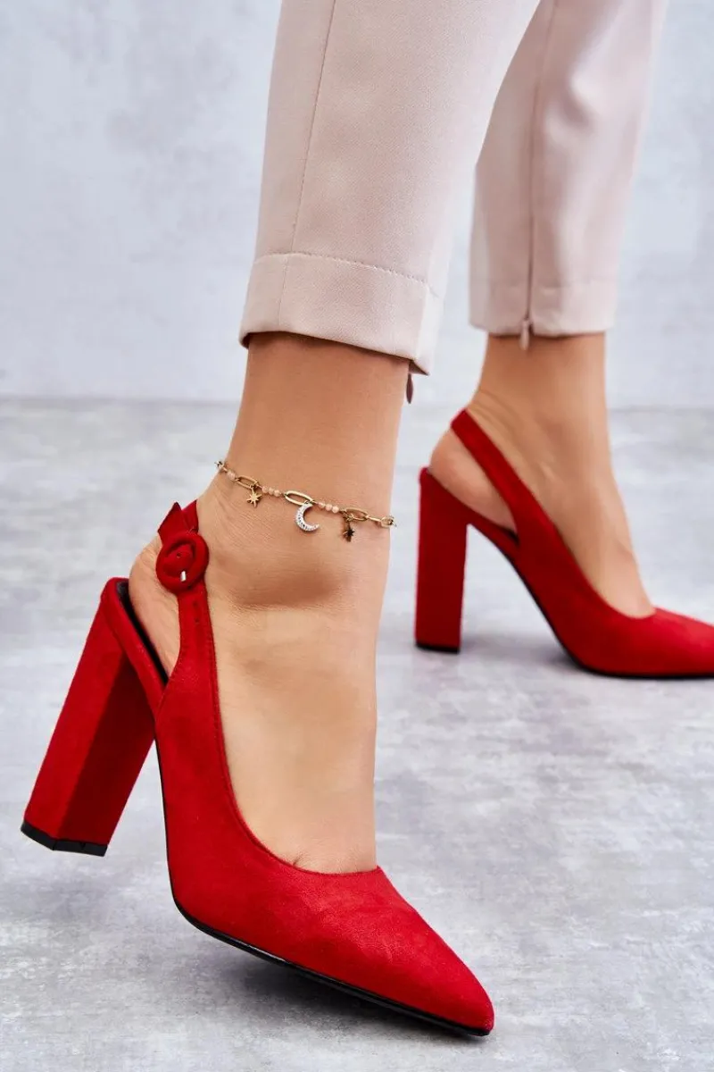 Clearance Czółenka W Szpic Na Obcasie Czerwone Alanza Damskie Czółenka Na Słupku|Czółenka Klasyczne