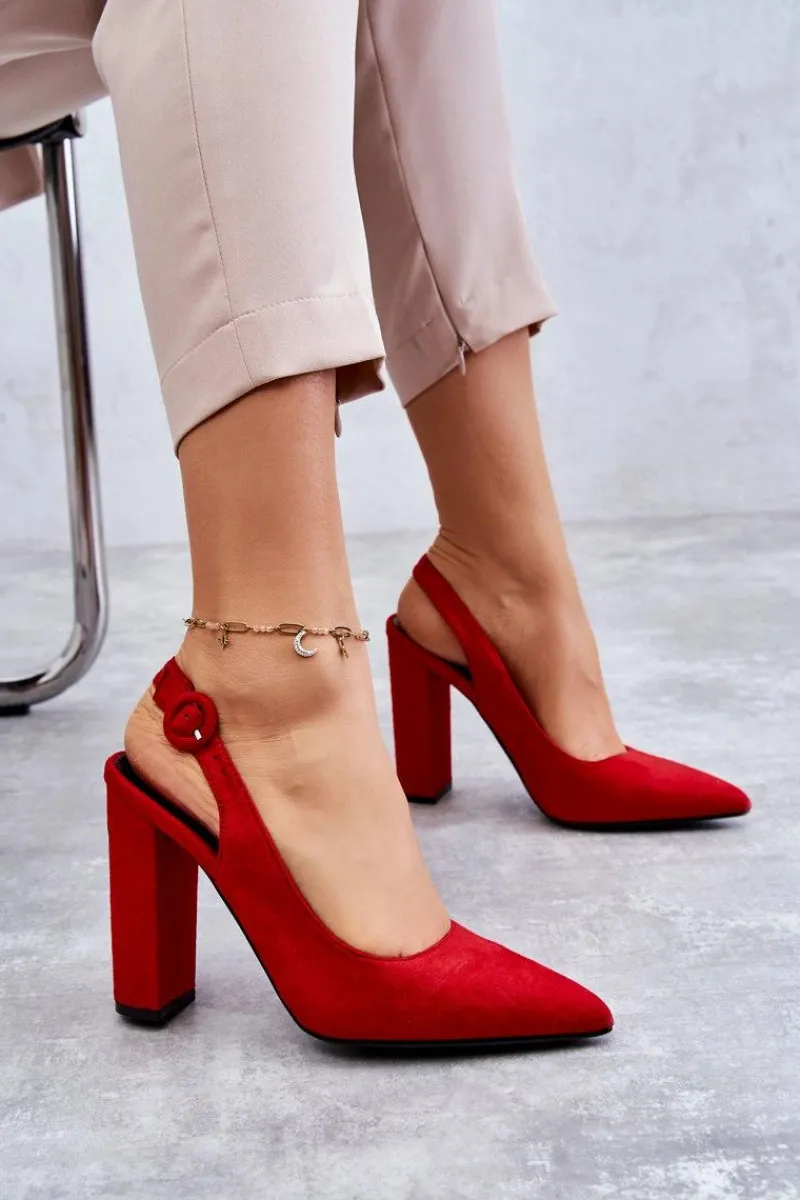 Clearance Czółenka W Szpic Na Obcasie Czerwone Alanza Damskie Czółenka Na Słupku|Czółenka Klasyczne