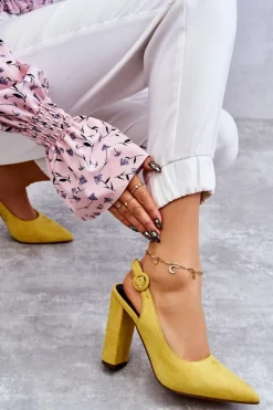 Sale Boto Czółenka W Szpic Na Obcasie Żółte Alanza