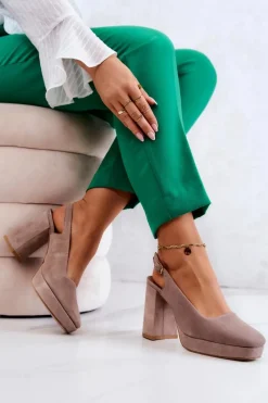 Online Maciejka Czółenka Zamszowe 05441-10 Beżowe