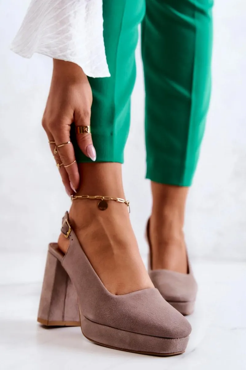 Online Maciejka Czółenka Zamszowe 05441-10 Beżowe