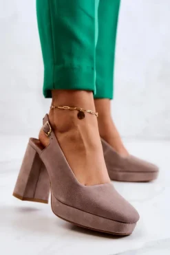 Online Maciejka Czółenka Zamszowe 05441-10 Beżowe