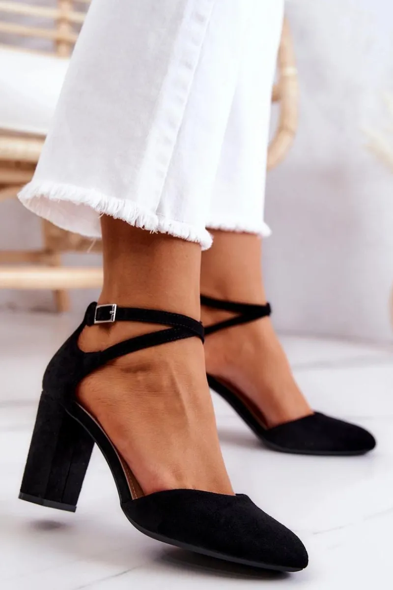 Czółenka Zamszowe|Czółenka Na Słupku>Buty Sergio Leone Czółenka Zamszowe Na Słupku Sergio Leone SK851 Czarne