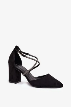 Online Boto Czółenka Ze Szpiczastymi Noskami I Zdobionymi Paseczkami Na Słupku Czarne Verithas