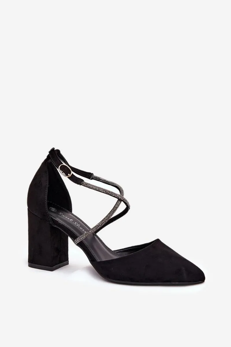 Online Boto Czółenka Ze Szpiczastymi Noskami I Zdobionymi Paseczkami Na Słupku Czarne Verithas